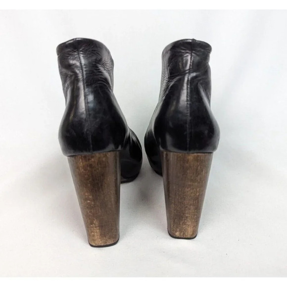 COCLICO LUCILLE BOOTIES sz. 38/7.5-8 Black Leather Wood Heel Ankle Boots Zip Up - Picture 13 of 16